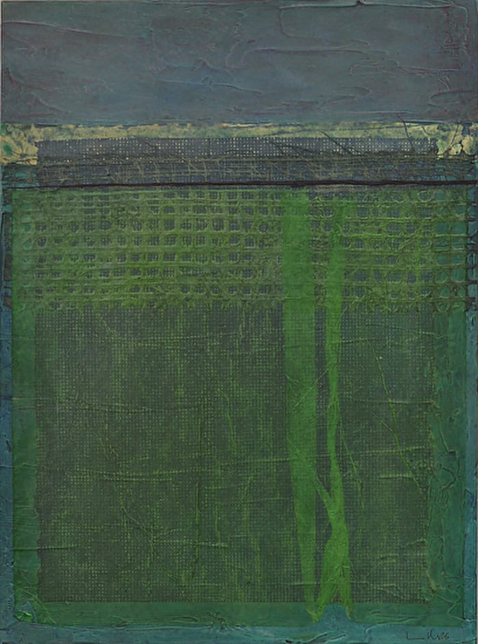 Untitled 113013, 30x 22x1.75, mixed media on panel, by Nancy Crandall Phillips