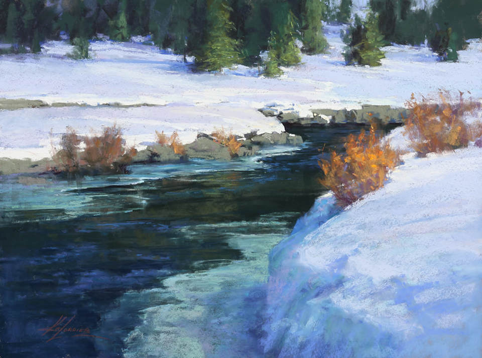 Winter's Confluence, 18x24, pastel by Kim Lordier at Sekula's